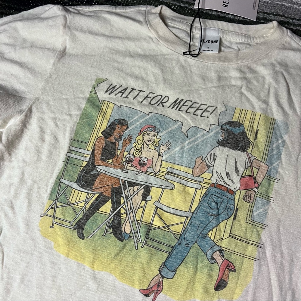 New RE/DONE Classic Drinks Tee in Vintage White Size Small - Picture 7 of 8